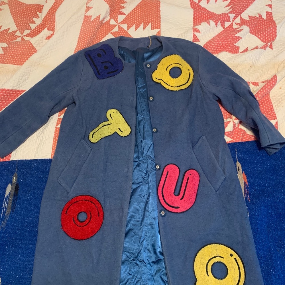 Unique 80’s coat with colorful patches